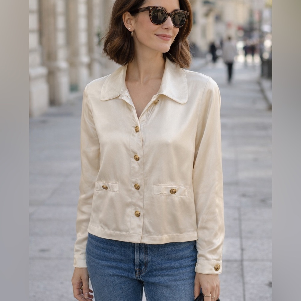 J. Crew | Lady Shirt-Jacket In 100% Viscose Luster Crepe - Ivory